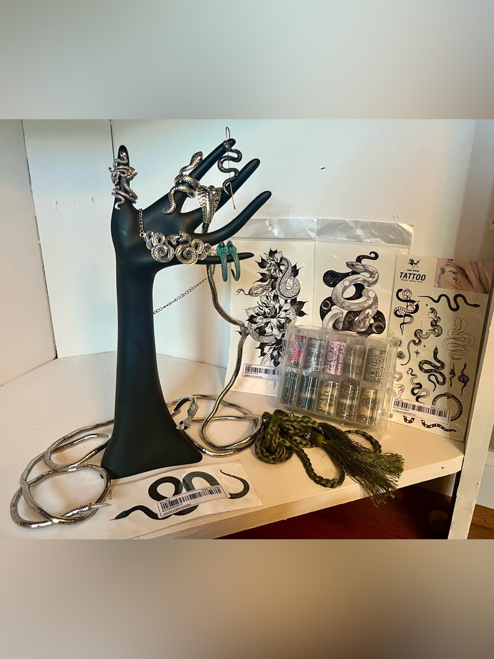 New - 🐍 15pc Snake Jewelry and Tattoo Bundle